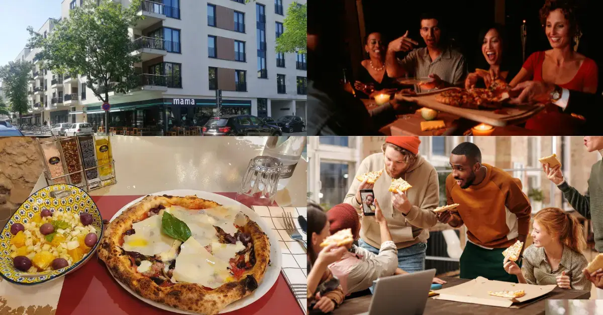 mama pizza winterhude und piiza mit obstsalat sowie pizza restaurant gäste sowie lieferservice pizzen